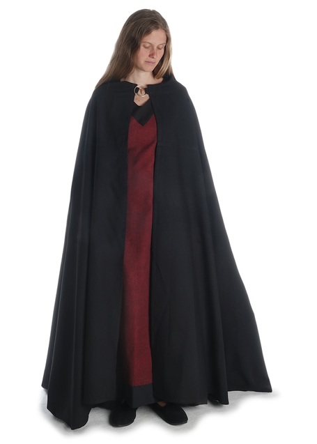 Wikinger Umhang Lara in Schwarz Frontansicht 2