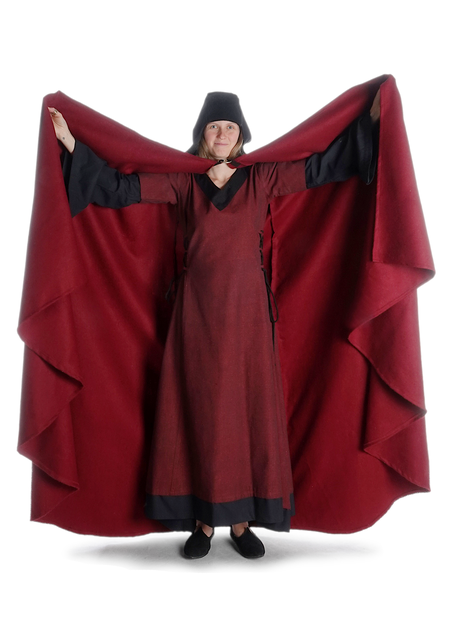 Wikinger Umhang Lara in Rot Frontansicht