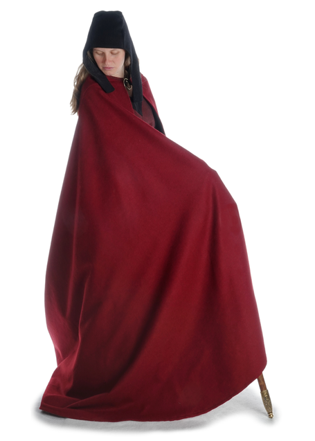 Wikinger Umhang Lara in Rot Seitenansicht