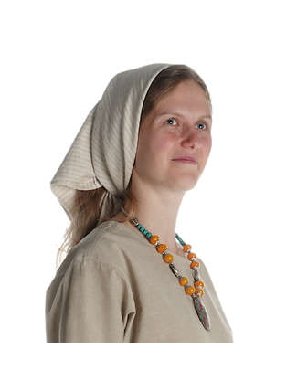 Mittelalter Kopftuch Agnese in Beige Seitenansicht