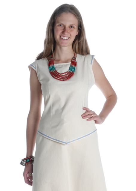 Mittelalter Bluse Neifile in Beige Frontansicht 2