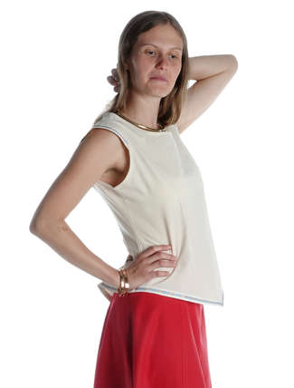 Mittelalter Bluse Neifile in Beige Seitenansicht