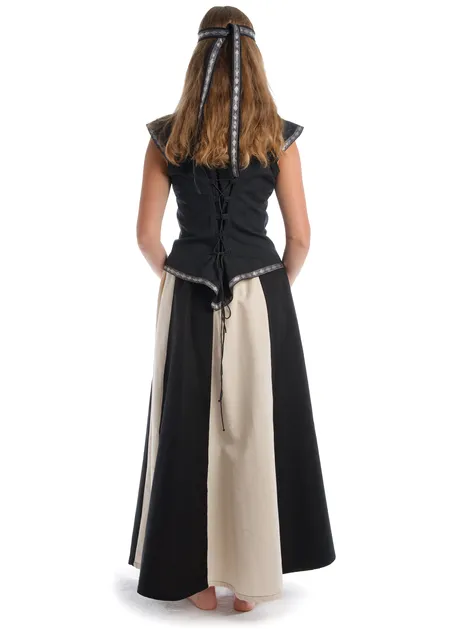 Mittelalter Bluse Neifile in Schwarz-Silber Rückansicht