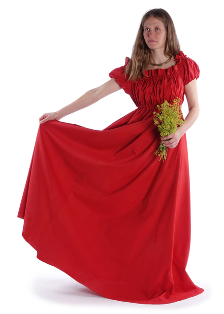 Mittelalter Kleid Fiammetta in Feuerrot Frontansicht