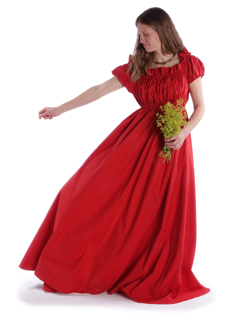 Mittelalter Kleid Fiammetta in Feuerrot Frontansicht 2