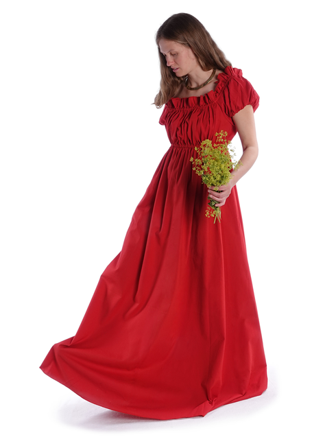 Mittelalter Kleid Fiammetta in Feuerrot Frontansicht 3