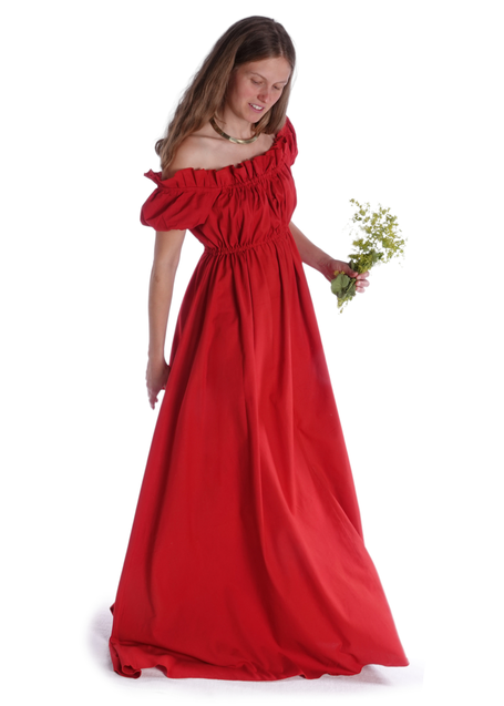 Mittelalter Kleid Fiammetta in Feuerrot Frontansicht 4