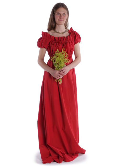 Mittelalter Kleid Fiammetta in Feuerrot Frontansicht 5