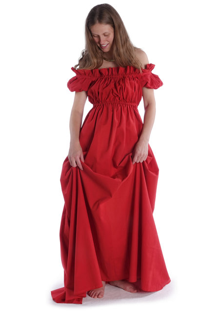 Mittelalter Kleid Fiammetta in Feuerrot Frontansicht 6