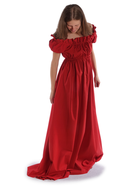 Mittelalter Kleid Fiammetta in Feuerrot Frontansicht 7