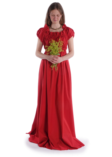 Mittelalter Kleid Fiammetta in Feuerrot Frontansicht 8