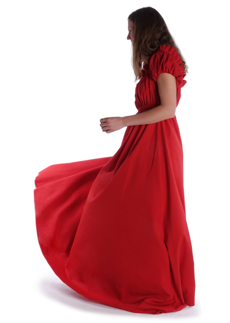 Mittelalter Kleid Fiammetta in Feuerrot Seitenansicht