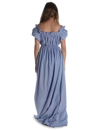 Mittelalter Kleid Fiammetta in Hellblau Rückansicht