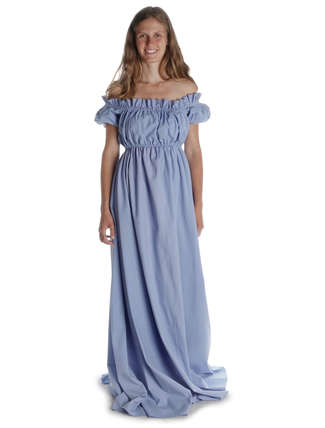Mittelalter Kleid Fiammetta in Hellblau Frontansicht