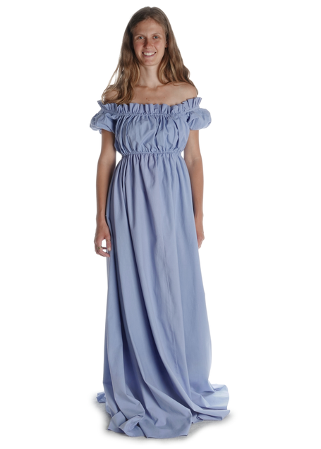 Mittelalter Kleid Fiammetta in Hellblau Frontansicht