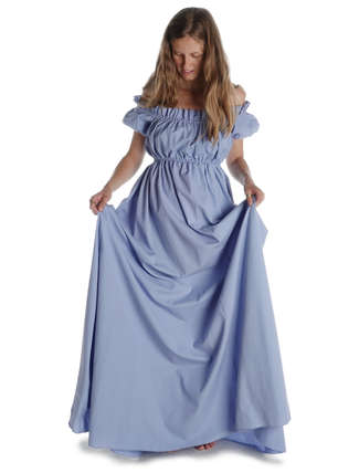 Mittelalter Kleid Fiammetta in Hellblau Frontansicht 2