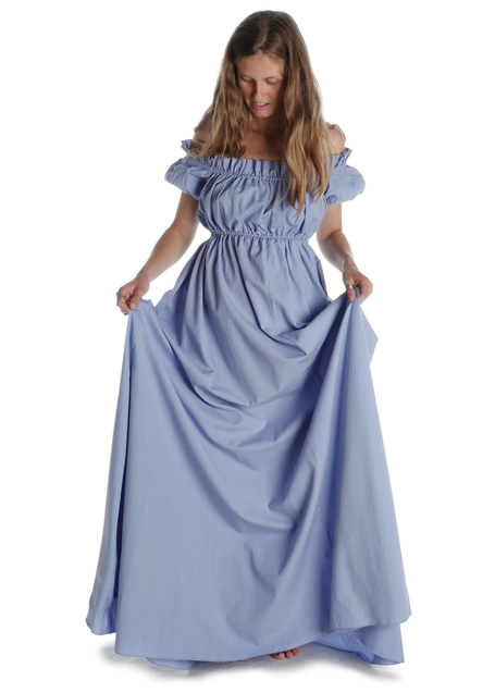 Mittelalter Kleid Fiammetta in Hellblau Frontansicht 2