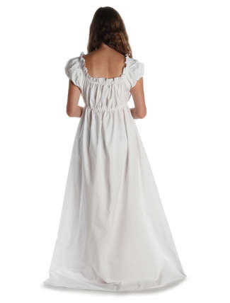 Mittelalter Kleid Fiammetta in Weiß Rückansicht