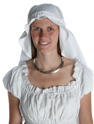 Mittelalter Kleid Fiammetta in Weiß Detailansicht