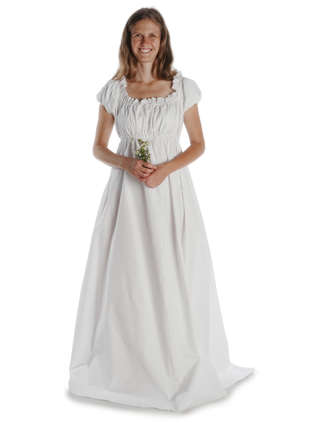 Mittelalter Kleid Fiammetta in Weiß Frontansicht