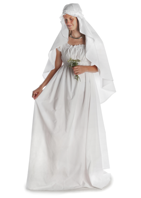 Mittelalter Kleid Fiammetta in Weiß Frontansicht 2