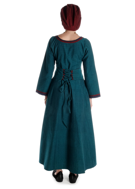 Mittelalter Kleid Lauretta in Grün Rückansicht
