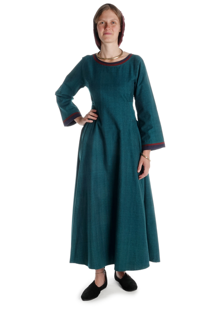 Mittelalter Kleid Lauretta in Grün Frontansicht
