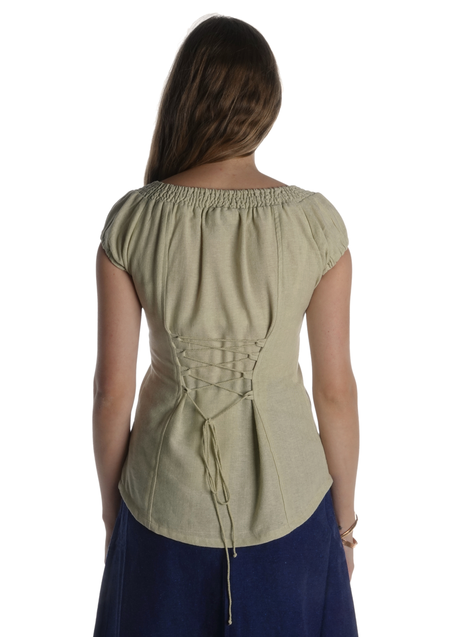 Mittelalter Bluse Elissa in Hellgrün Rückansicht