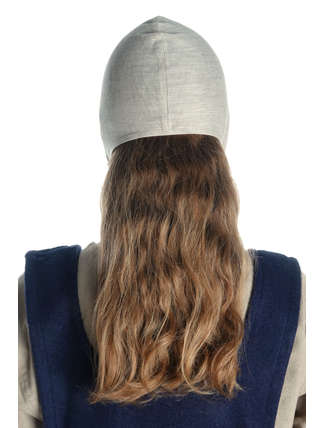 Mittelalter Haube Filomena in Beige Rückansicht