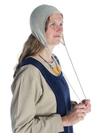 Mittelalter Haube Filomena in Beige Seitenansicht