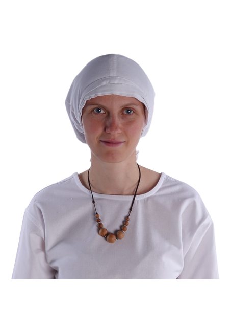 Mittelalter Haube Pampinea in Weiß Frontansicht