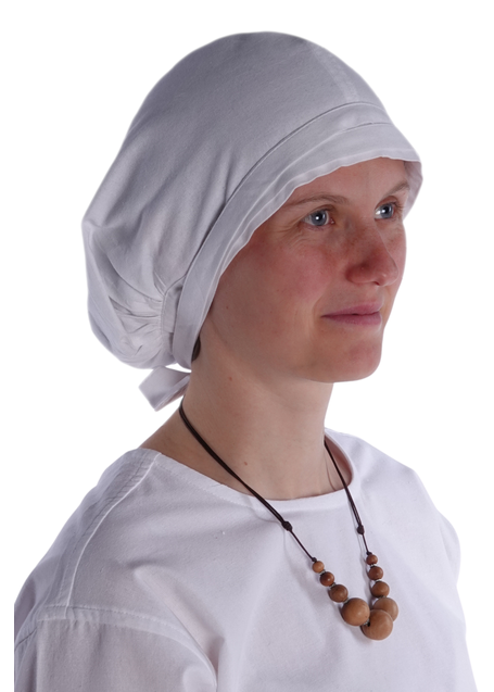Mittelalter Haube Pampinea in Weiß Seitenansicht