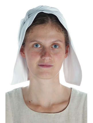 Mittelalter Haube Simona in Weiß Frontansicht