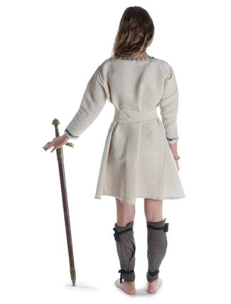 Mittelalter Kleid Isabetta in Beige Rückansicht