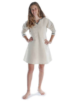Mittelalter Kleid Isabetta in Beige Frontansicht 2