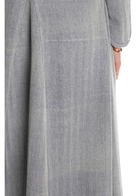 Wikinger Kleid Catella in Fischgrät Blau-Weiß Detailansicht 3