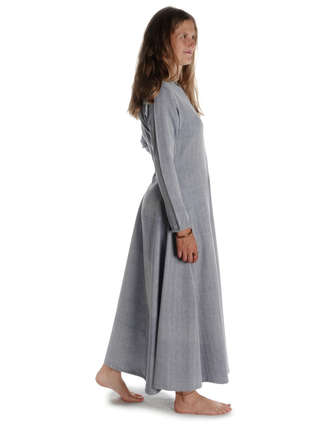 Wikinger Kleid Catella in Fischgrät Blau-Weiß Seitenansicht