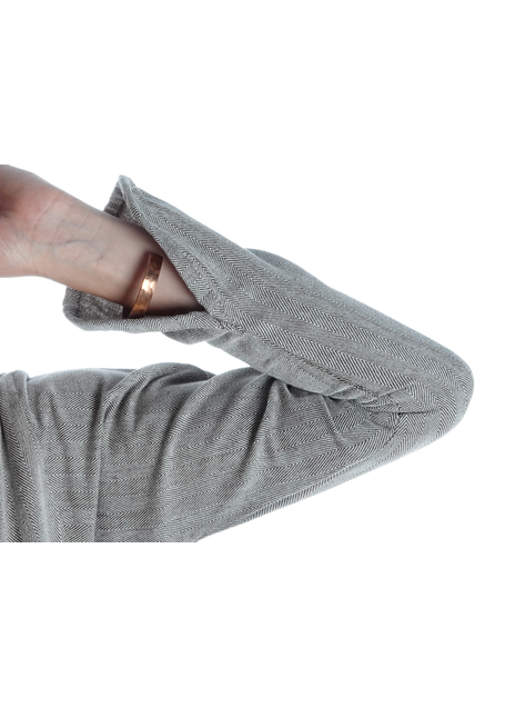 Wikinger Kleid Catella in Fischgrät Brown-Weiß Detailansicht