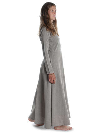 Wikinger Kleid Catella in Fischgrät Brown-Weiß Seitenansicht