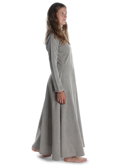 Wikinger Kleid Catella in Fischgrät Brown-Weiß Seitenansicht