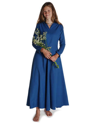 Mittelalter Kleid Catella in Königsblau Frontansicht
