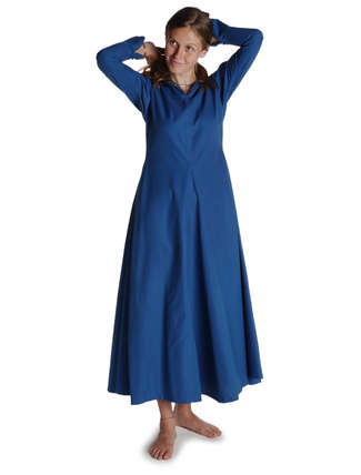 Mittelalter Kleid Catella in Königsblau Frontansicht 2