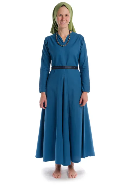 Mittelalter Kleid Catella in Königsblau Frontansicht 4