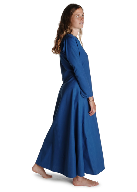 Mittelalter Kleid Catella in Königsblau Seitenansicht