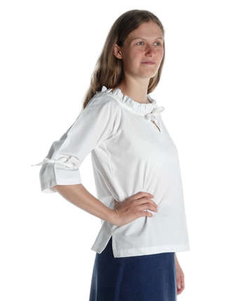 Mittelalter Bluse Ghismonda in Weiß Seitenansicht
