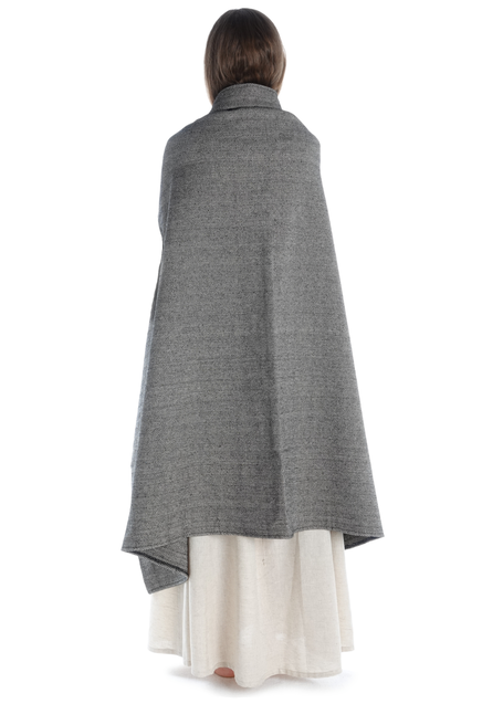 Wikinger Umhang Kristin in Fischgrät Schwarz-Weiß Rückansicht