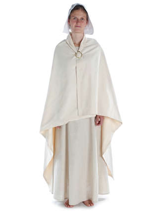 Wikinger Umhang Kristin in Beige Frontansicht
