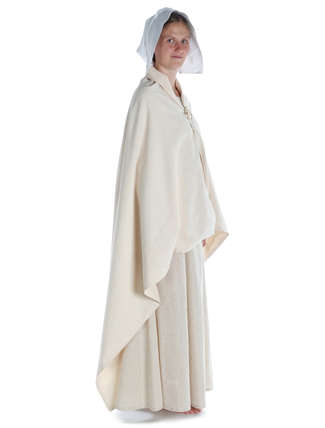 Wikinger Umhang Kristin in Beige Seitenansicht