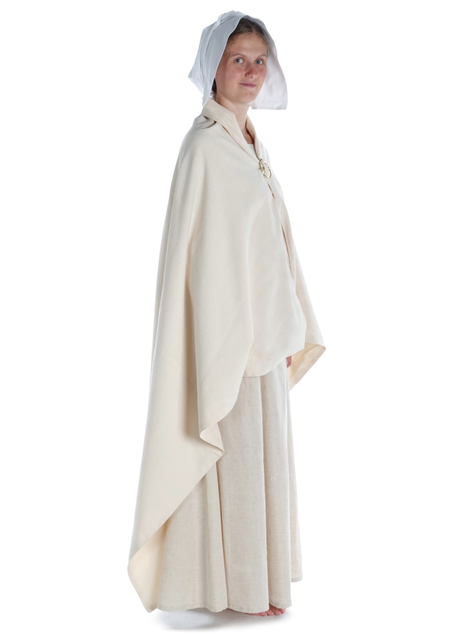 Wikinger Umhang Kristin in Beige Seitenansicht