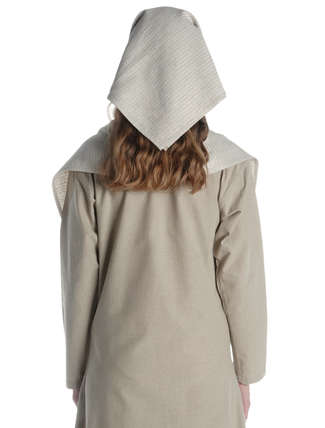 Mittelalter Schal Kari aus Baumwolle-Leinen(60-40) in Beige Rückansicht